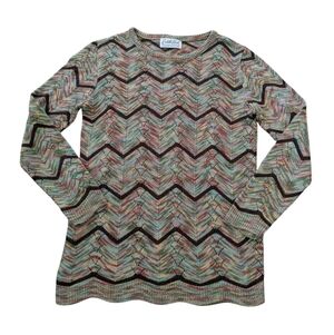 Vintage Cuddle Knit Sweater Womens Chevron USA Made Multicolor XS/S